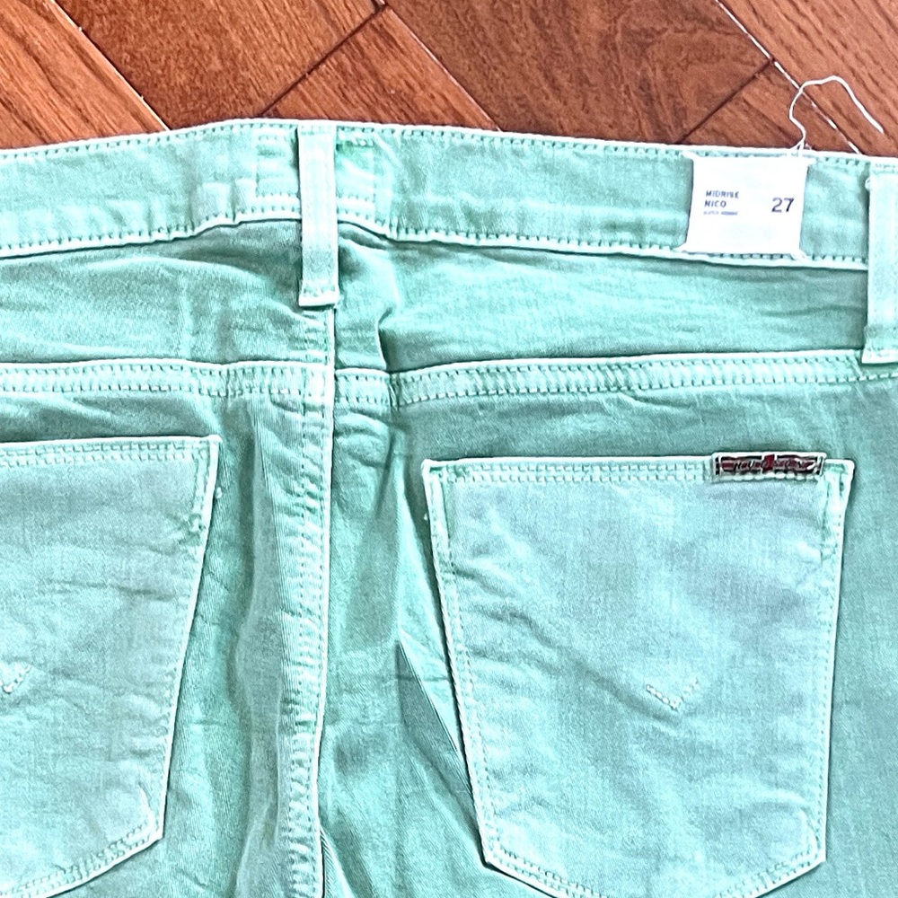 Hudson USA Mint Green Jeans Stretch Low-Rise Designer Denim Spring  Size 27 - Picture 4 of 9
